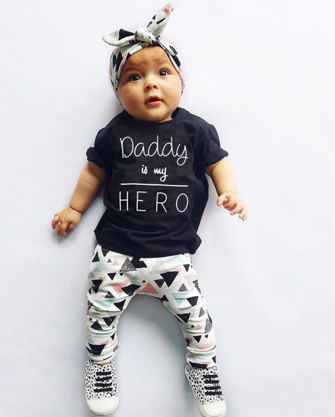 Summer Newborn Infant Baby Girl Clothes Daddy is my Hero