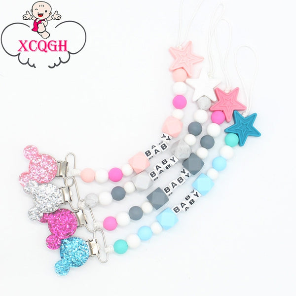 XCQGH Personalised Name Silicone Baby Pacifier Clips
