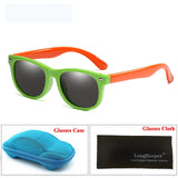 LongKeeper Mirror Kids Sunglasses with Case Boys Girls Polarized Silicone Safety Sun Glasses Gift For Children Baby UV400 Gafas