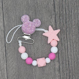XCQGH 1Pcs Bling Bling Baby Boy Girl Pacifier Holder Chain Chew Silicone Beads Infant Pacifier Clip