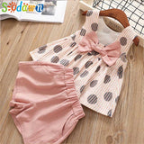 Sodawn Fashion Girls Clothing Set 2019 Summer Baby Girls Clothes White Jacket Flower Decoration+Denim Shorts Children Clothing
