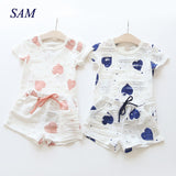 Baby Girls Clothes Sets 2019 Summer Heart Printed Girl Short
