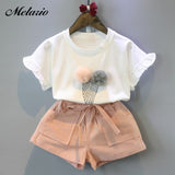 Melario Girls Clothing Sets 2019 Summer Cotton Vest Two-piece